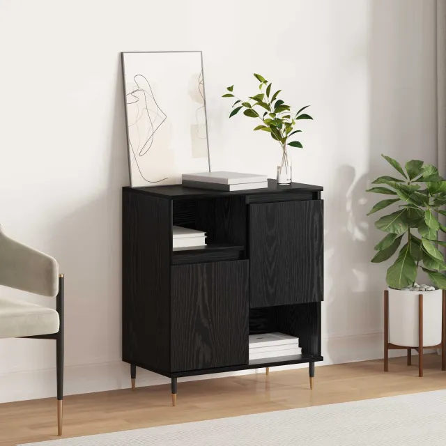 vidaXL Dressoir Zwart Eiken 60 x 35 x 70 cm, foto 2