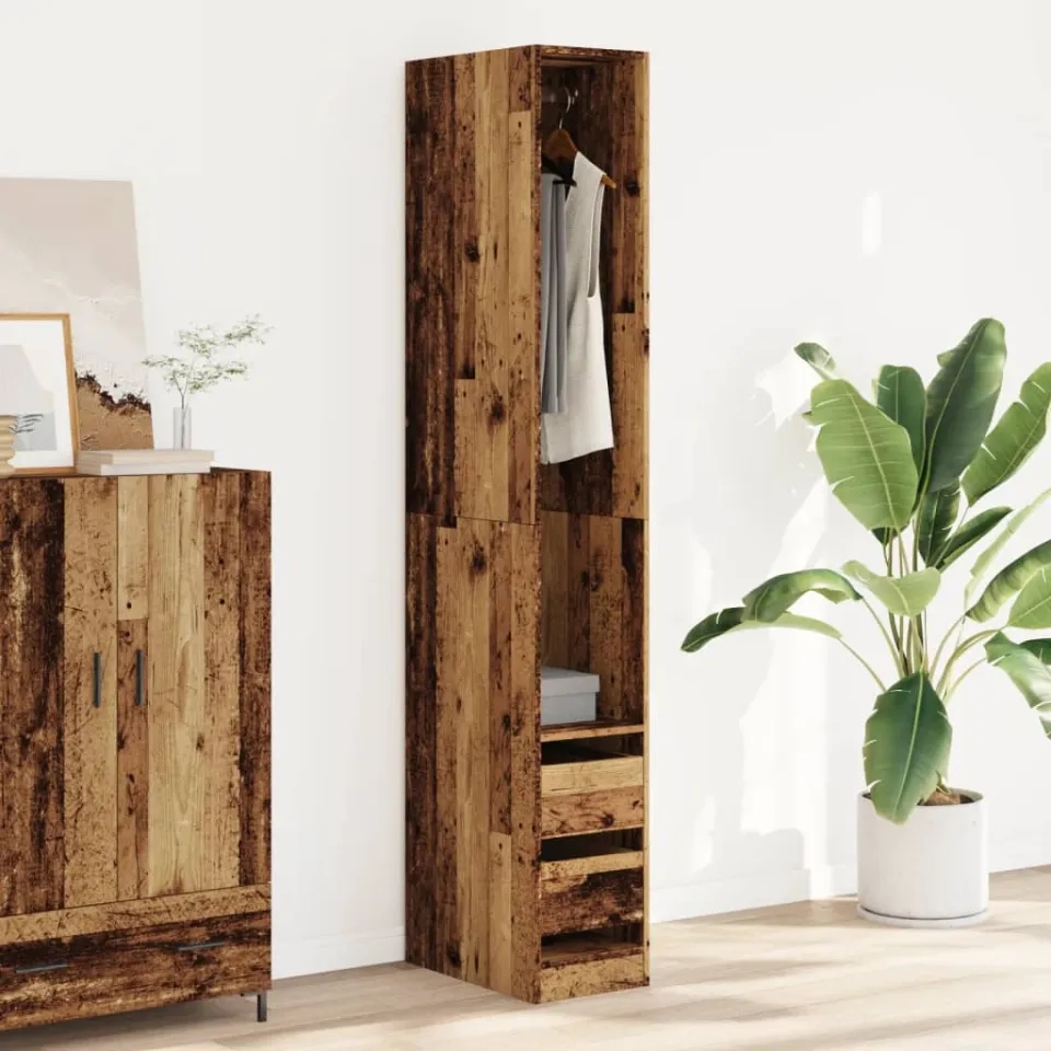vidaXL Kledingkast 30x50x200 cm bewerkt hout oud hout bruin, foto 2