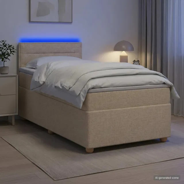 vidaXL Boxspringbed met matras Crèmekleurig 90 x 190 cm Stof