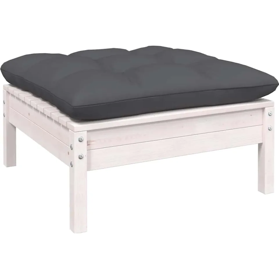 vidaXL 12-delige Loungeset met kussens massief grenenhout wit