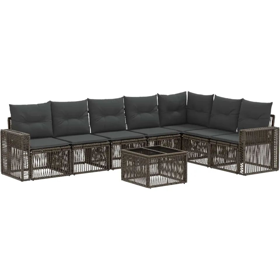vidaXL Tuinbankenset 8 st Grijs en Donkergrijs poly rattan, foto 3