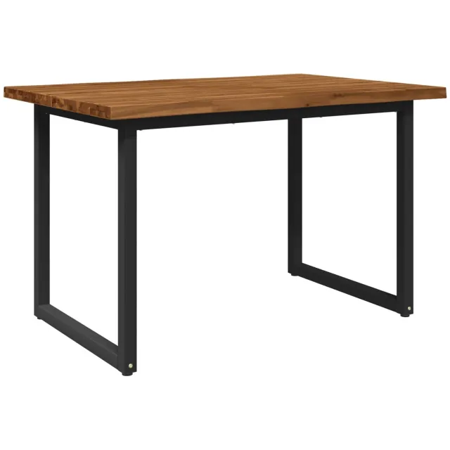 vidaXL Eettafel - met - levendige - rand - 120 - x - 80 - x - 75 - cm Naturel en Zwart