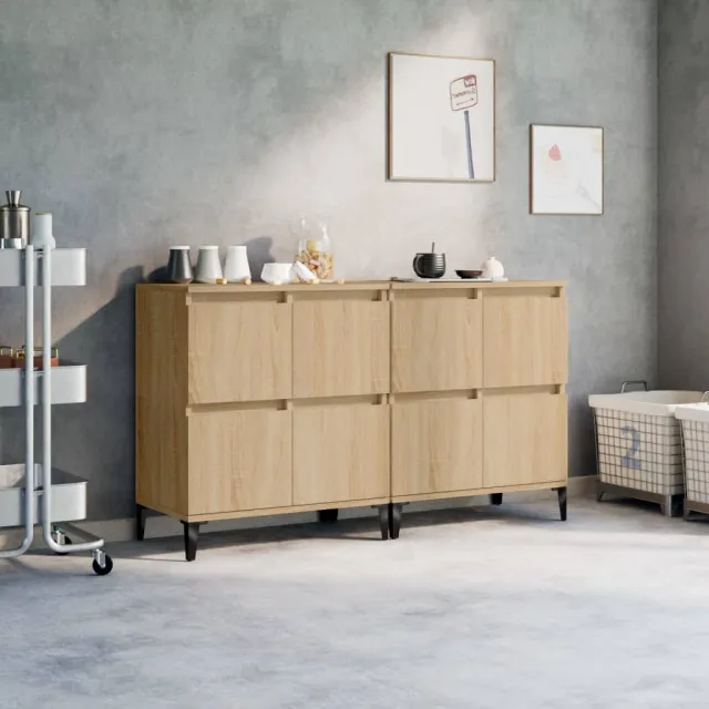 vidaXL Dressoirs 2 st 60x35x70 cm bewerkt hout sonoma eikenkleurig, foto 2