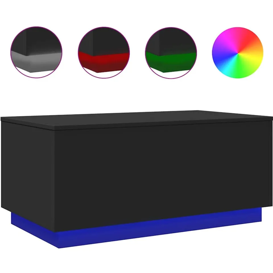 vidaXL Salontafel met LED-verlichting 90x50x40 cm zwart, foto 2