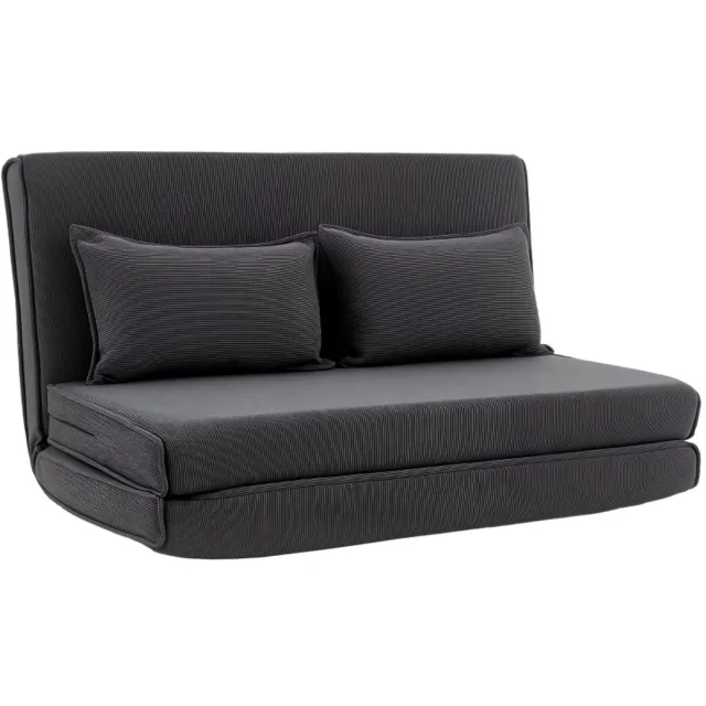 STILVORA Fauteuil 135 x 88 x 74 Cm - 3-In-1 Opvouwbare Bodensofa Met Verstelbare Rugleuning - Voor Woonkamer En Logeerkamer - Cord Donkergrijs