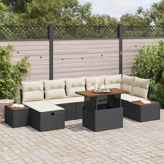 vidaXL Tuinbankenset 8 st Zwart poly rattan, foto 2