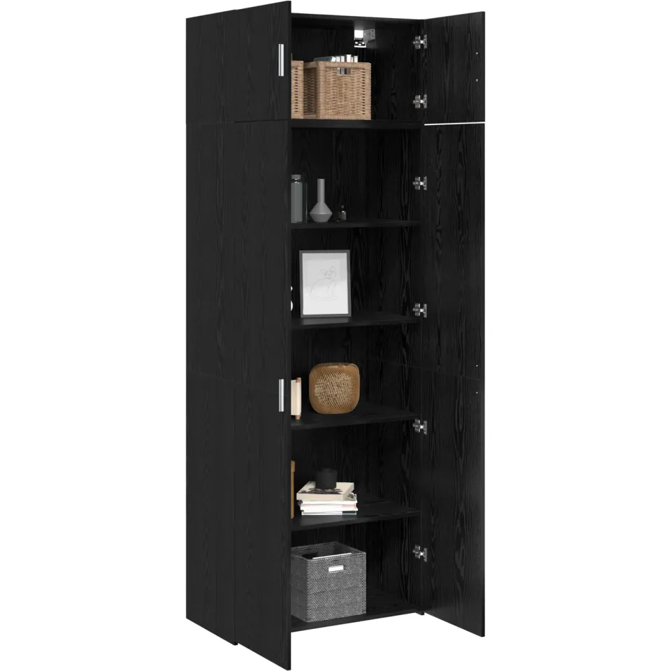 vidaXL Opbergkast 3 st Zwart Eiken 80 x 42,5 x 225 cm