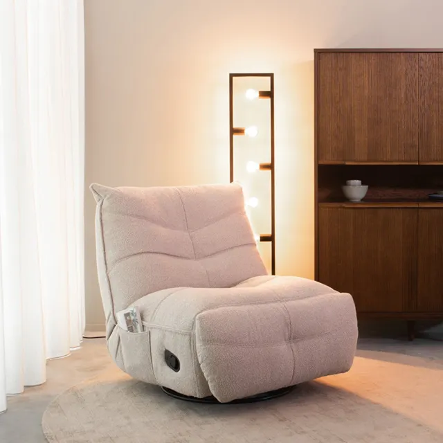 LABEL51 Take It Easy Fauteuil - Naturel - Stof - Manueel Verstelbaar