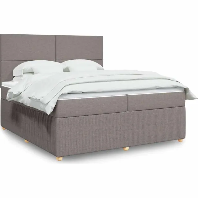 vidaXL Boxspring met matras stof taupe 200x200 cm