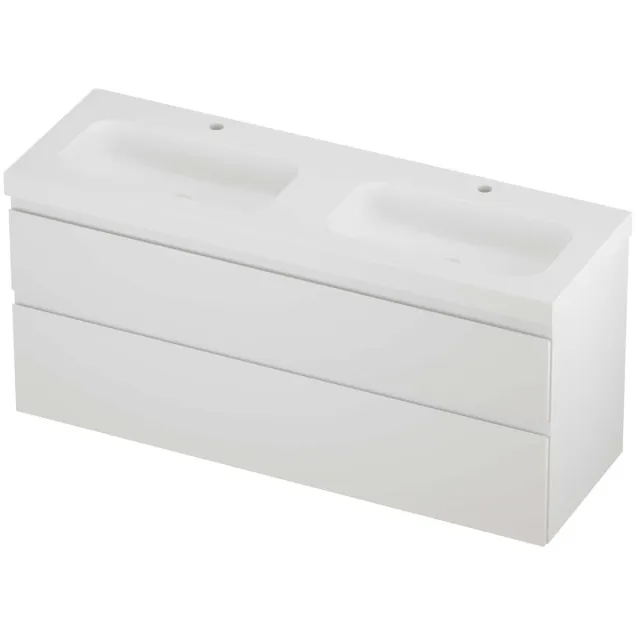 Proline Haga Badmeubelset Polystone Mezza Dubbel 140x46x66 cm Mat White Mat Wit