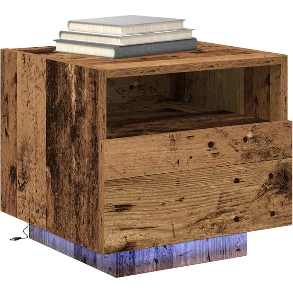 vidaXL Nachtkastje 2 st Oudhout 40 x 39 x 37 cm Bewerkt hout Bruin