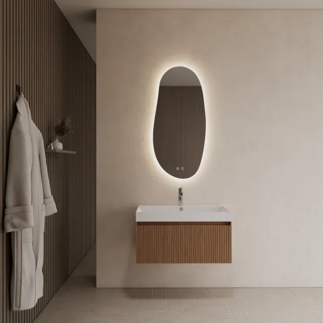 Gliss Design Badkamermeubel Gliss Design Timotheus 80 cm Pure (Keuze Wastafel) Bruin