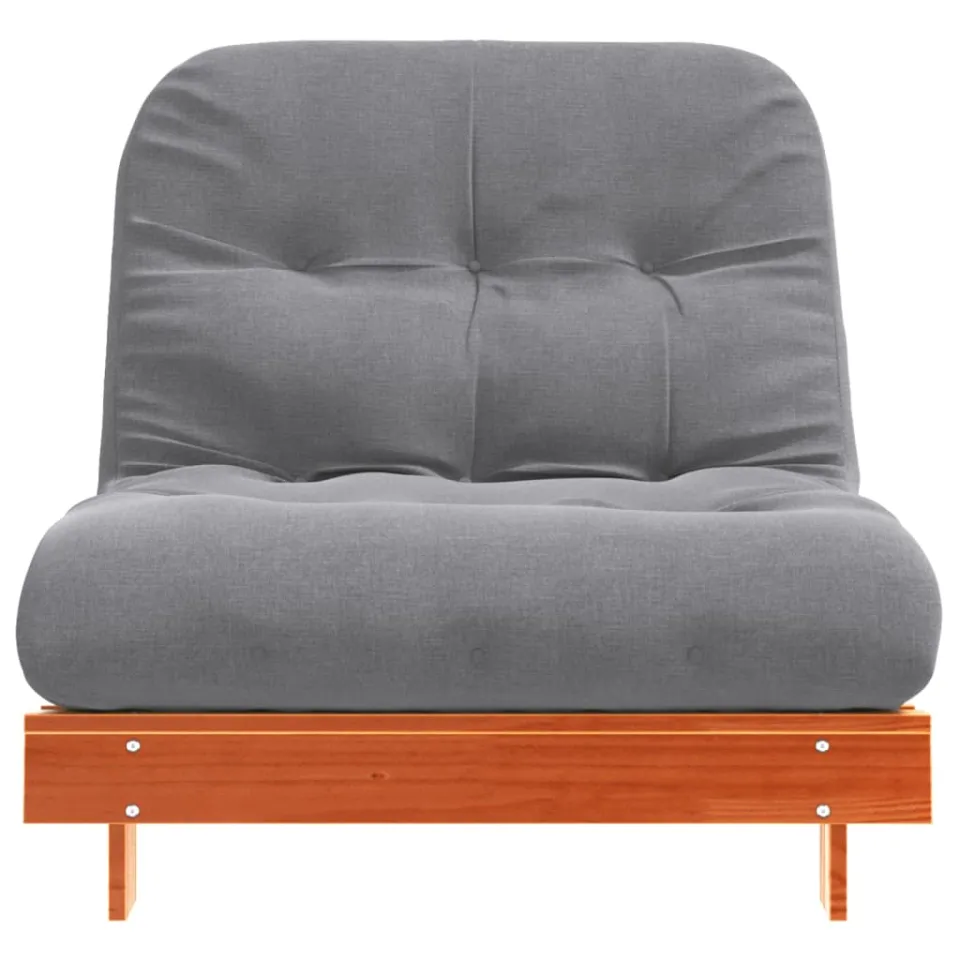 vidaXL Futon slaapbank met matras 90x206x11 cm grenenhout wasbruin bruin, foto 4