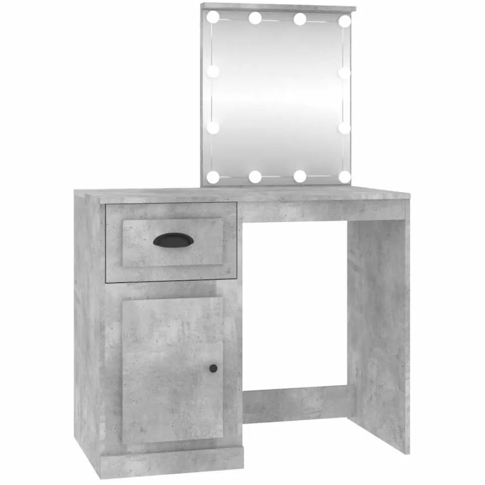 vidaXL Kaptafel met LED 90x50x132,5 cm bewerkt hout betongrijs