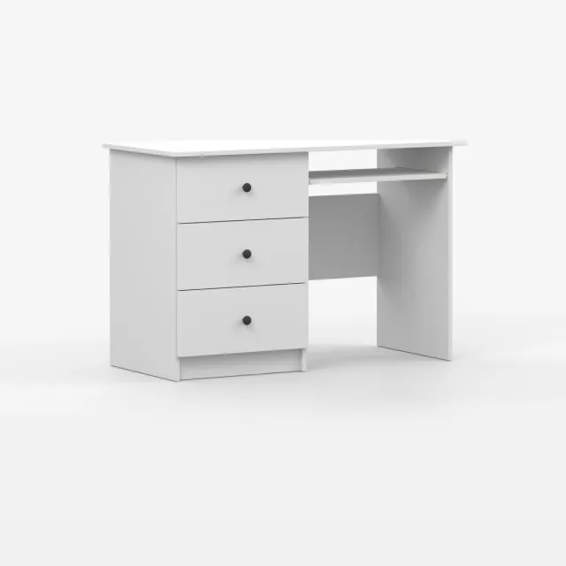 AJE Meubles B.V. Modern kinderkamer- en tienerkamer bureau met 3 lades, robuust & onderhoudsvriendelijk – kinderschrijftafel, tienerschrijftafel, bureau voor kantoor, computertafel - Bureau Fizzy - Wit + antraciet handgrepen Wit + handgrepen antraciet