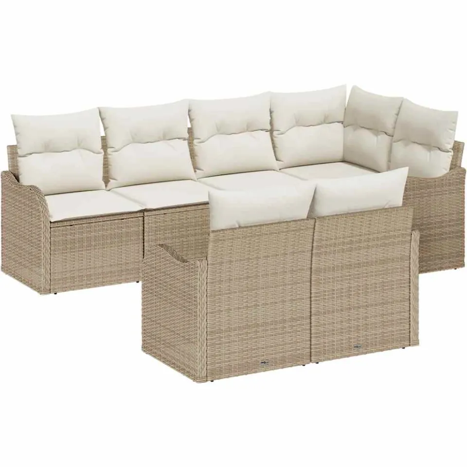 vidaXL Tuin Sofa Set 7 st Beige poly rattan