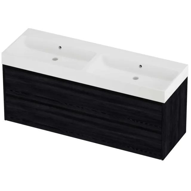 Proline Podium Badmeubelset Polystone Loft Dubbel 140x46x62 cm Mat White Black Oak Eiken