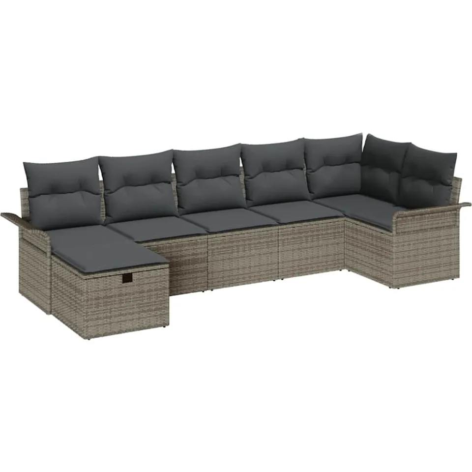vidaXL Tuin Sofa Set 7 st Poly riet Zwart