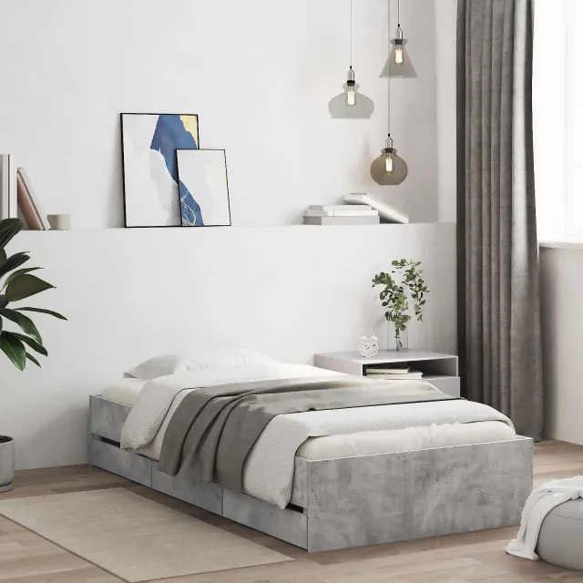vidaXL Bedframe met opslag met lade Grijs Sonoma Bewerkt hout