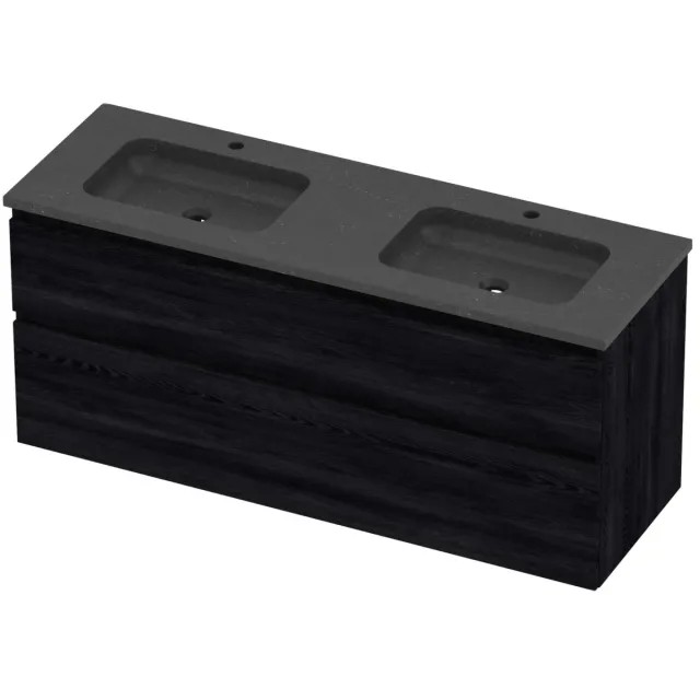 Proline Rollo Badmeubelset Hardsteen Elegant Dubbel 140x46x62 cm Blue Stone Black Oak