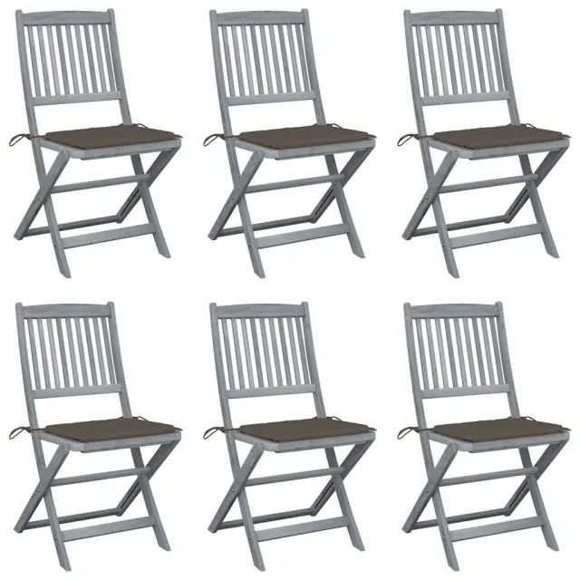 vidaXL Inklapbare stoelen 6 st met kussens massief acaciahout Taupe