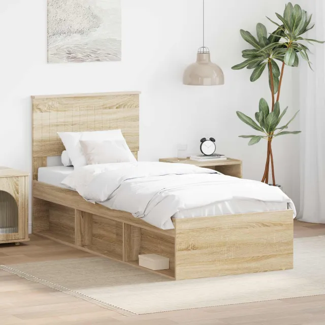 vidaXL Bedframe Sonoma Eiken 75 x 190 cm Massief grenenhout Bruin