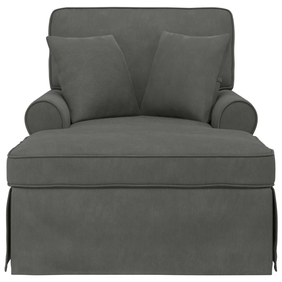 vidaXL Chaise Lounge met Rok 3 st Donkergrijs Katoen Stof grijs, foto 4