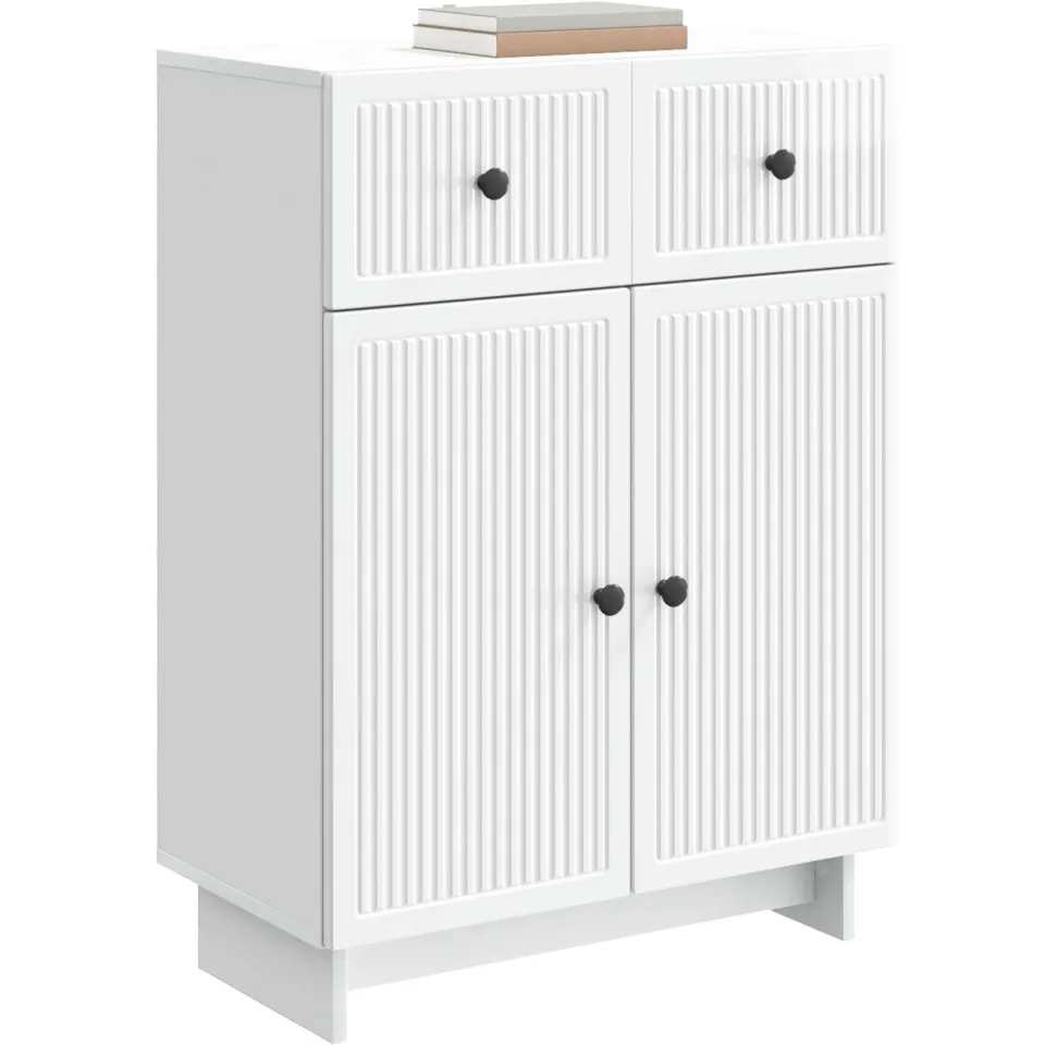 vidaXL Dressoir Hoogglans Wit 66 x 34,5 x 90 cm Bewerkt hout