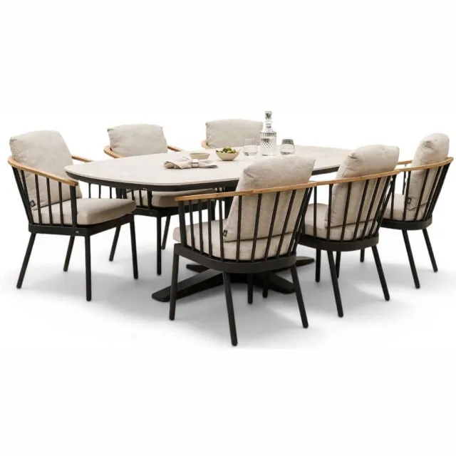 Apple Bee Condor/Zanzibar Dining Tuinset 220 cm - 7 Delig - Black