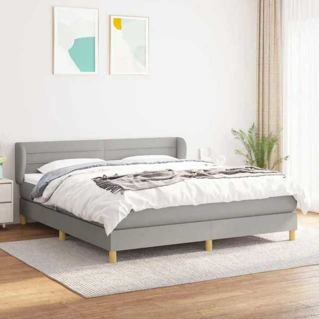 vidaXL Boxspring met matras stof lichtgrijs 160x200 cm grijs