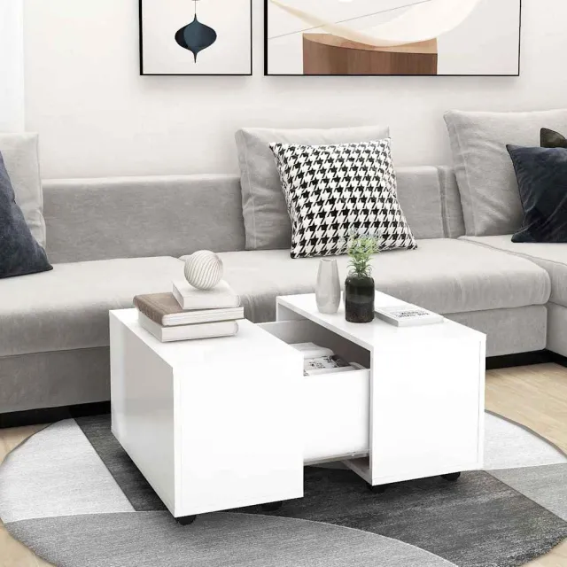 vidaXL Salontafel 60x60x38 cm bewerkt hout wit, foto 2