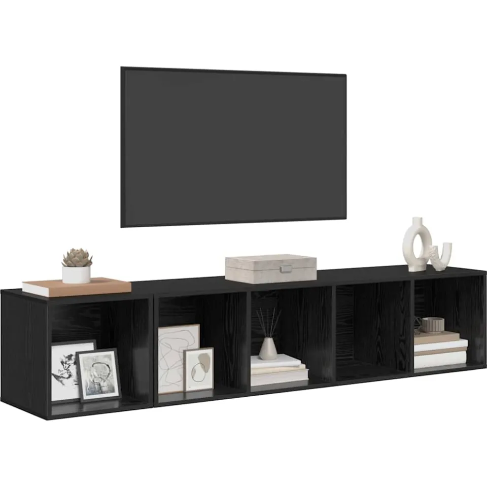 vidaXL TV-kast set 2 st Zwart Eiken Bewerkt hout, foto 3