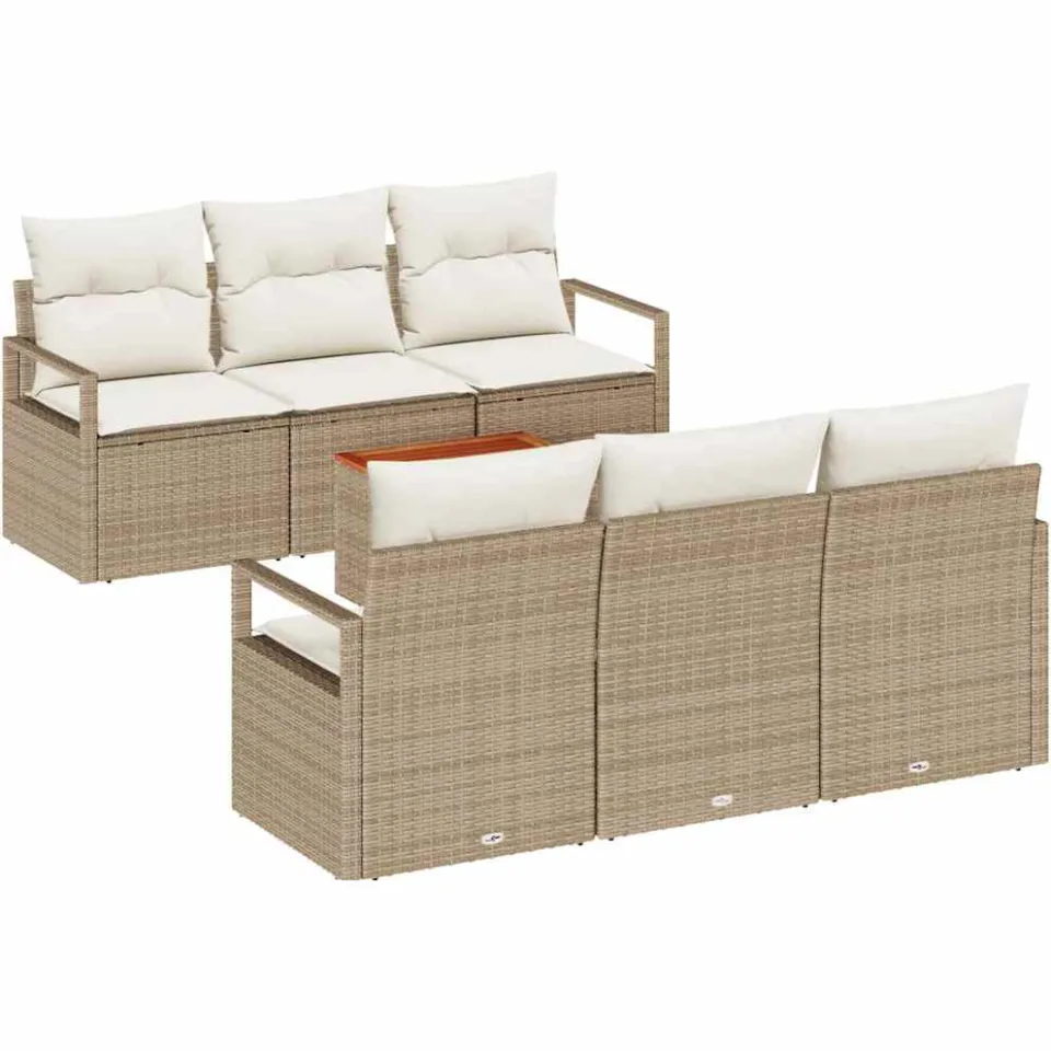 vidaXL Tuinbankenset 7 st Beige poly rattan
