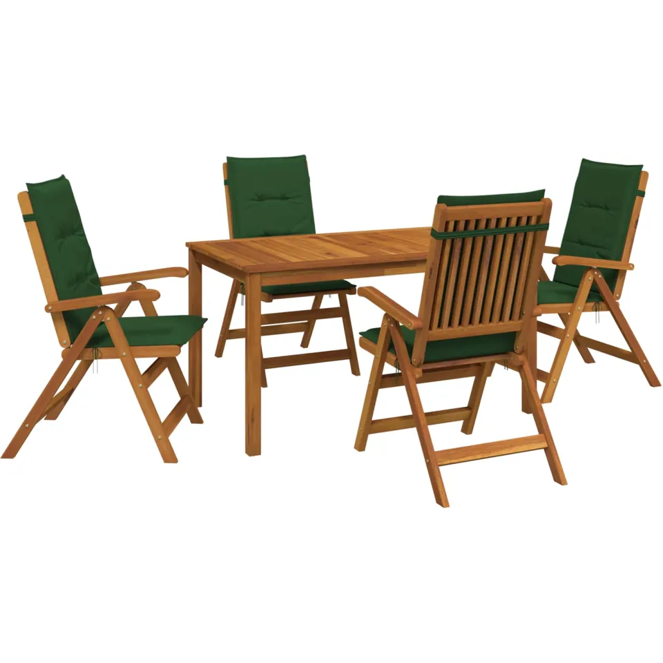 vidaXL 5-Piece Garden Dining Set 4-zits Groen Massief Acaciahout Bruin