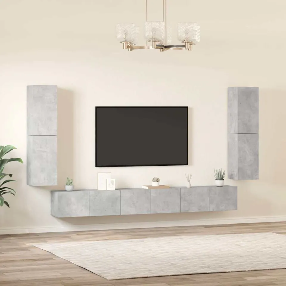 vidaXL 7-delige Tv-meubelset bewerkt hout betongrijs grijs, foto 3