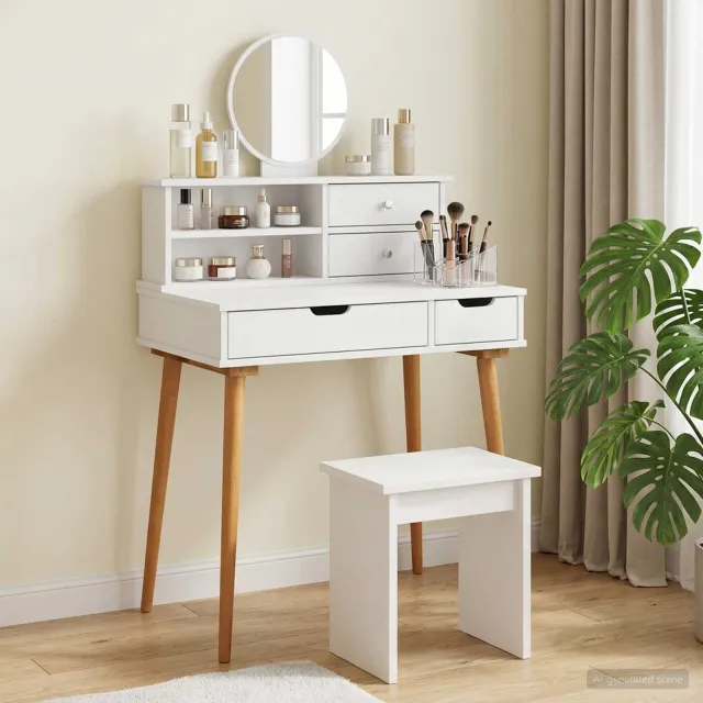 vidaXL Toilettafel Set FAUSKE 2 st Wit 76 x 50 x 103,5 cm, foto 2