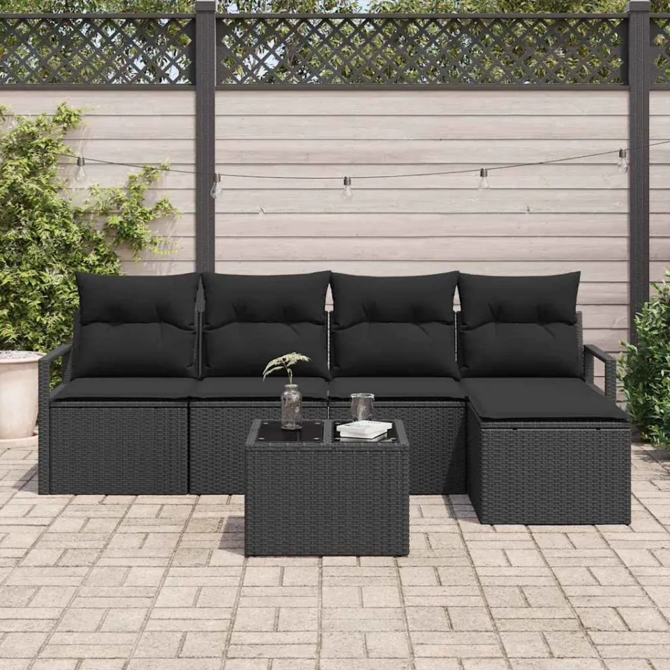 vidaXL Bankstel 6 st Zwart poly rattan, foto 3
