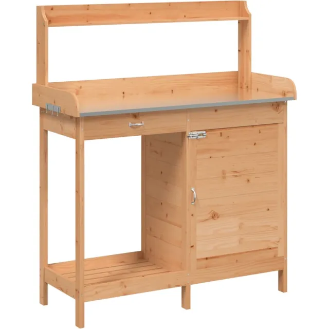 vidaXL Oppottafel - met - kast - 110,5x45x124,5 - cm - massief - vurenhout - bruin Donkerbruin