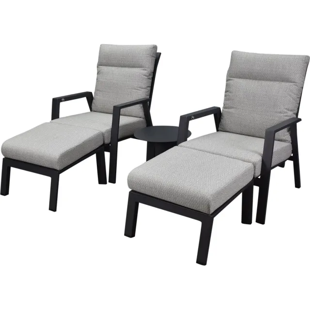 AVH-Collectie Barolo lounge balkonset 5 delig verstelbaar antraciet aluminium