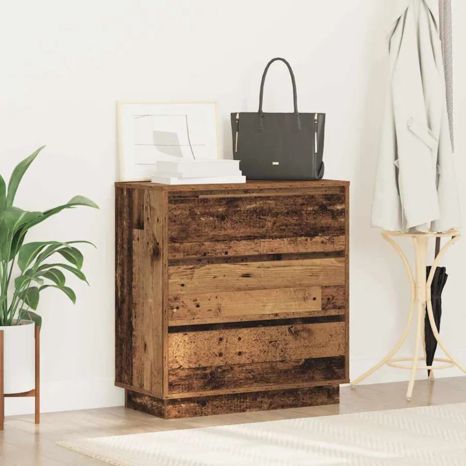 vidaXL Nachtkastje Oudhout 71 x 34,5 x 75 cm Bewerkt hout bruin, foto 4