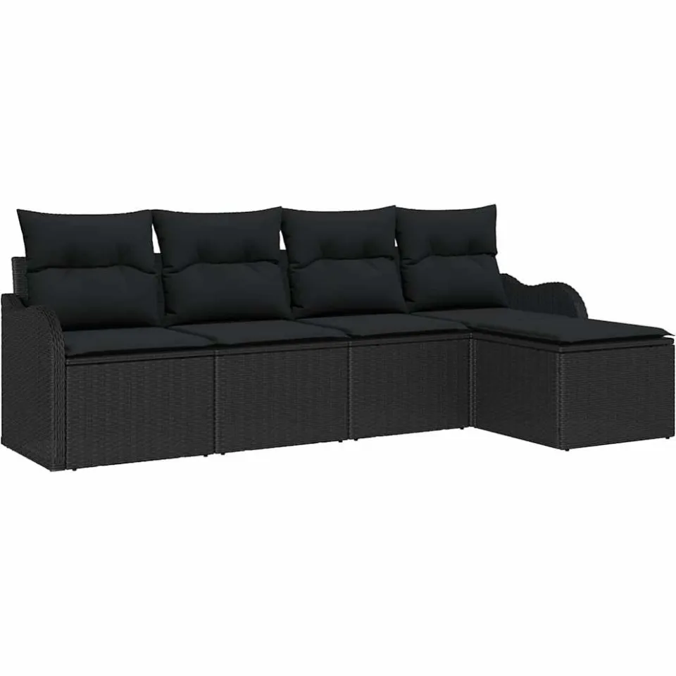 vidaXL Tuin Sofa Set 5 st Zwart poly rattan