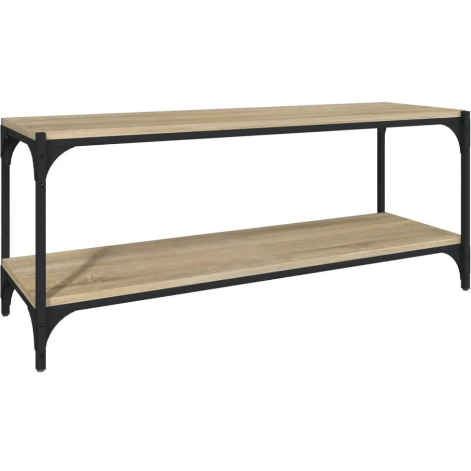 vidaXL Tv-meubel 100x33x41 cm bewerkt hout en staal sonoma eikenkleur Bruin