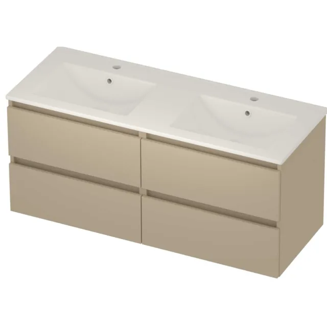 Basic-Line Coach 46 Badmeubelset Porselein 120x46x54 cm C46gwemb2x602 Mat Beige Glans Wit