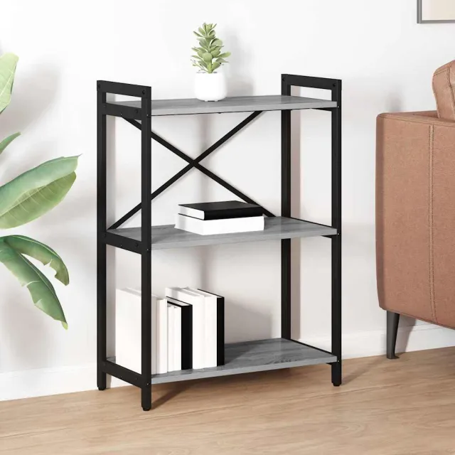 vidaXL Boekenkast 60 x 30 x 85 cm Bewerkt hout Grijs sonoma, foto 2
