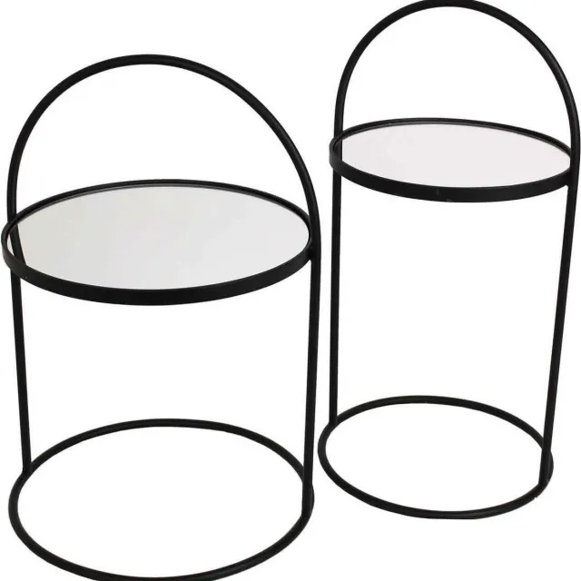 SVJ Home Decorations Mensa Tafel - H64 x Ø41 cm - Set van 2 - Zwart