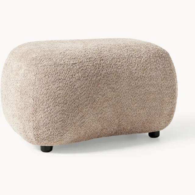 Westwing Collection Poef Alba uit teddy-bouclé beige