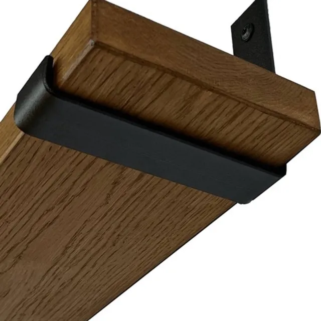 GoudmetHout Donkere Eiken Wandplank - 260x20 cm - Plankdragers L-UP Mat Zwart Donker eiken