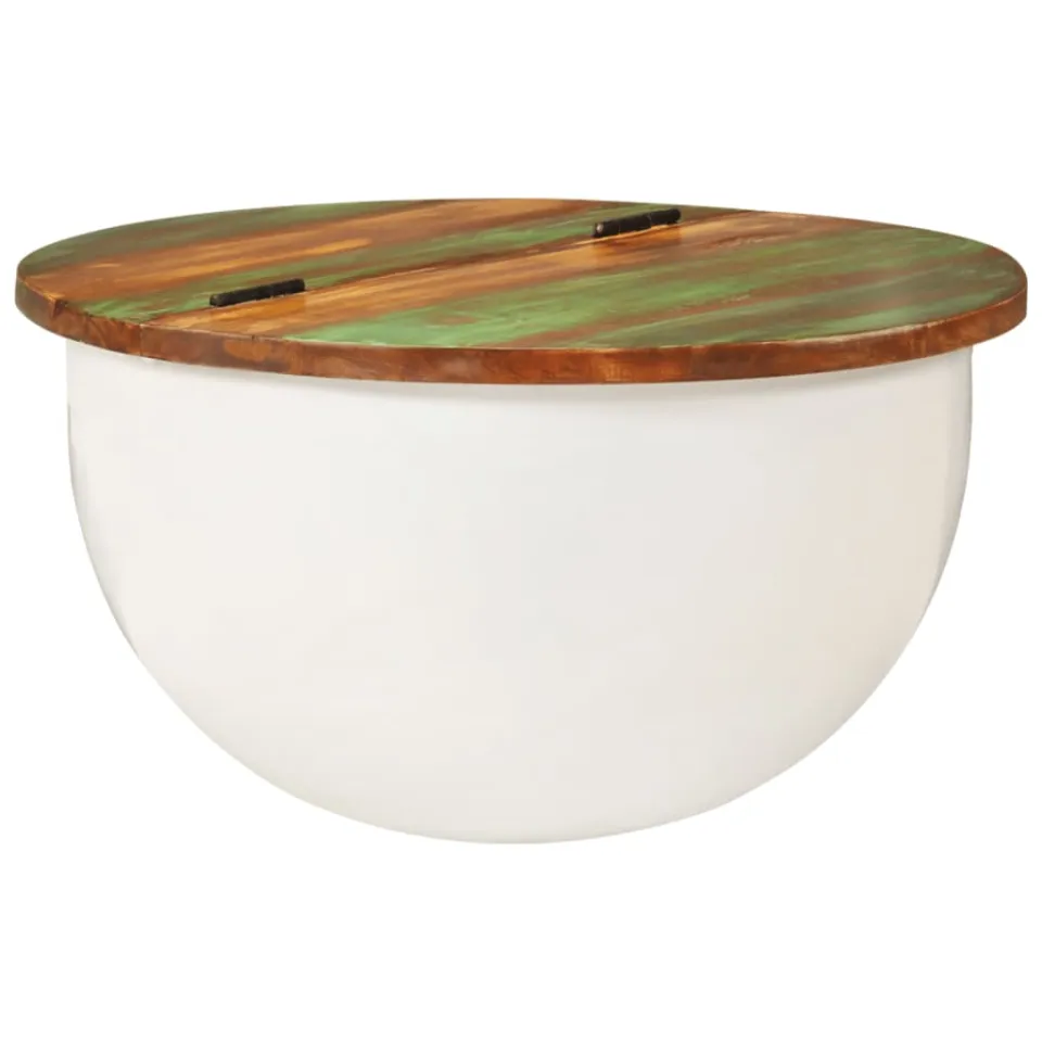 vidaXL Salontafel 50x27 cm massief gerecycled hout wit, foto 3