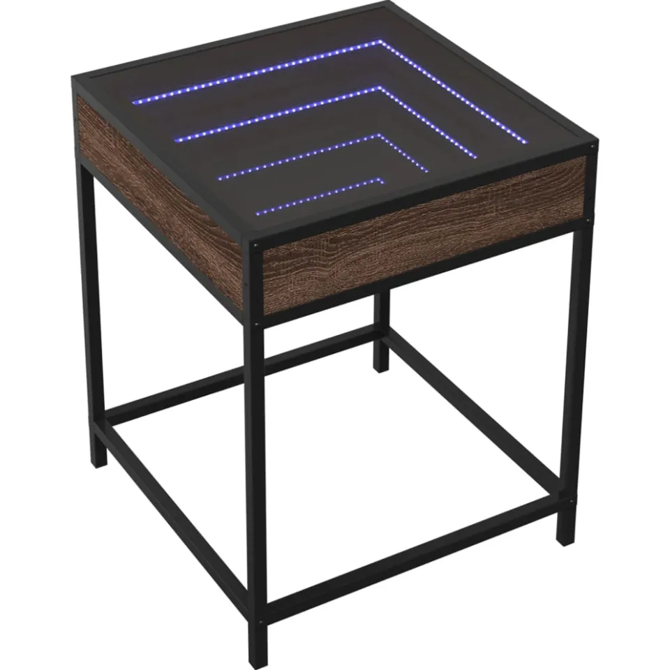 vidaXL Nachtkastje met Infinity LED 40x40x51 cm bruin eikenkleurig