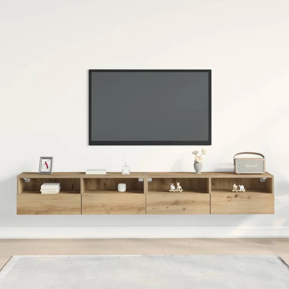 vidaXL TV Wandkast 2 st artisanaal eikenkleurig Bewerkt hout, foto 4